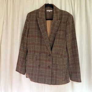 Reformation Women's Plaid Blazer in Brown and Red